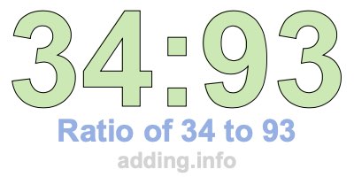 Ratio of 34 to 93 Ratio of 34 to 93