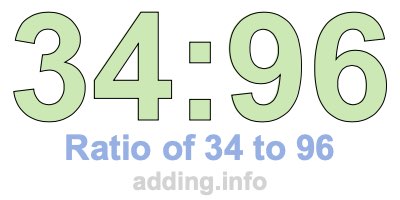Ratio of 34 to 96 Ratio of 34 to 96