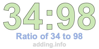 Ratio of 34 to 98 Ratio of 34 to 98