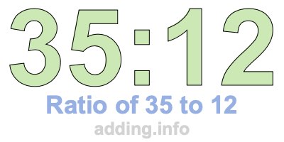 Ratio of 35 to 12 Ratio of 35 to 12