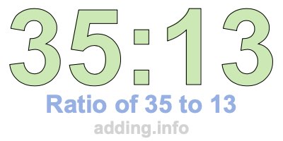 Ratio of 35 to 13