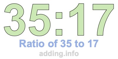 Ratio of 35 to 17 Ratio of 35 to 17