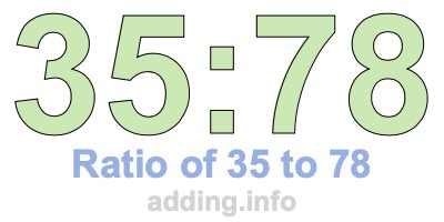 Ratio of 35 to 78 Ratio of 35 to 78