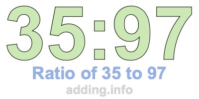 Ratio of 35 to 97 Ratio of 35 to 97