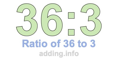 Ratio of 36 to 3 Ratio of 36 to 3