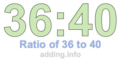 Ratio of 36 to 40 Ratio of 36 to 40