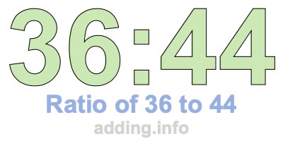 Ratio of 36 to 44 Ratio of 36 to 44