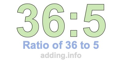 Ratio of 36 to 5 Ratio of 36 to 5