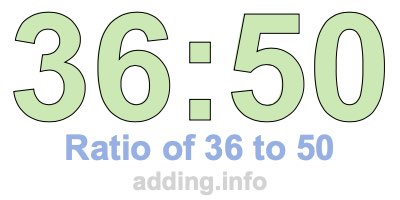 Ratio of 36 to 50 Ratio of 36 to 50