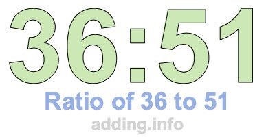 Ratio of 36 to 51