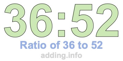 Ratio of 36 to 52