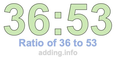 Ratio of 36 to 53 Ratio of 36 to 53