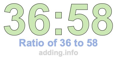Ratio of 36 to 58 Ratio of 36 to 58