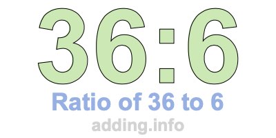 Ratio of 36 to 6 Ratio of 36 to 6