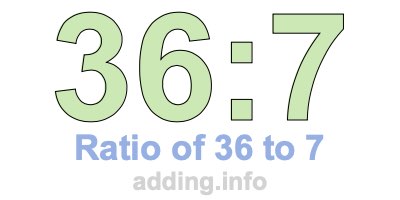 Ratio of 36 to 7 Ratio of 36 to 7