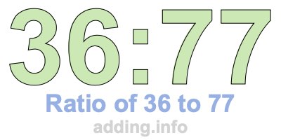 Ratio of 36 to 77 Ratio of 36 to 77