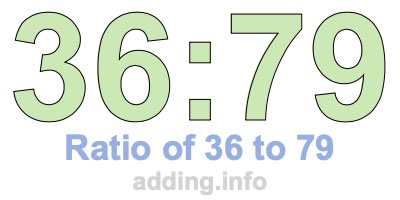 Ratio of 36 to 79 Ratio of 36 to 79