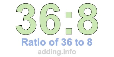Ratio of 36 to 8 Ratio of 36 to 8