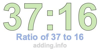 Ratio of 37 to 16 Ratio of 37 to 16
