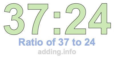 Ratio of 37 to 24 Ratio of 37 to 24