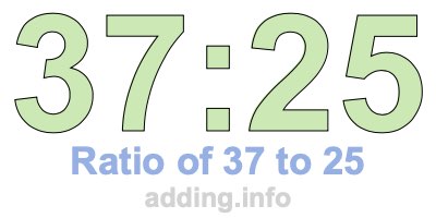 Ratio of 37 to 25 Ratio of 37 to 25