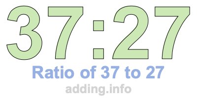 Ratio of 37 to 27 Ratio of 37 to 27