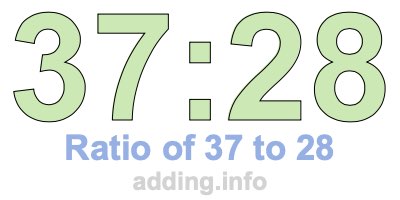 Ratio of 37 to 28 Ratio of 37 to 28