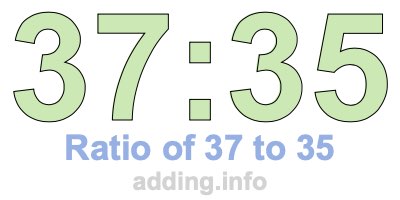 Ratio of 37 to 35 Ratio of 37 to 35