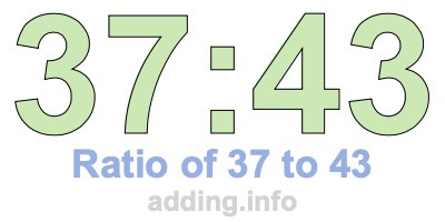 Ratio of 37 to 43 Ratio of 37 to 43