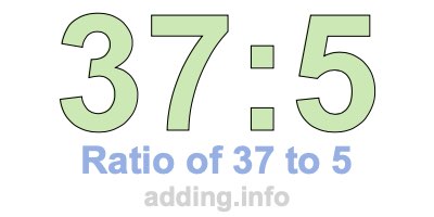 Ratio of 37 to 5 Ratio of 37 to 5