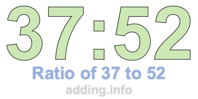 Ratio of 37 to 52 Ratio of 37 to 52