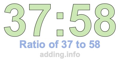 Ratio of 37 to 58 Ratio of 37 to 58