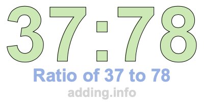 Ratio of 37 to 78 Ratio of 37 to 78