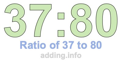Ratio of 37 to 80 Ratio of 37 to 80