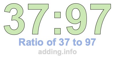 Ratio of 37 to 97 Ratio of 37 to 97