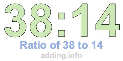Ratio of 38 to 14 Ratio of 38 to 14