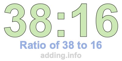 Ratio of 38 to 16