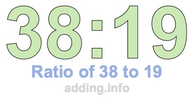 Ratio of 38 to 19 Ratio of 38 to 19