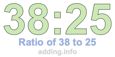 Ratio of 38 to 25 Ratio of 38 to 25