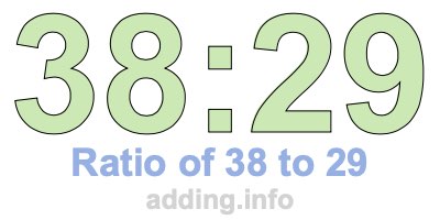 Ratio of 38 to 29 Ratio of 38 to 29