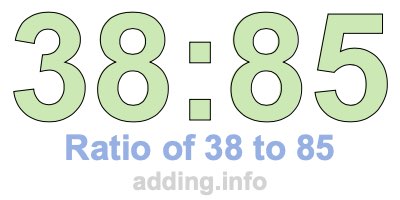 Ratio of 38 to 85 Ratio of 38 to 85