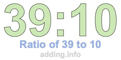 Ratio of 39 to 10 Ratio of 39 to 10