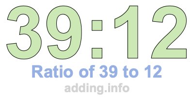 Ratio of 39 to 12 Ratio of 39 to 12