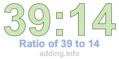Ratio of 39 to 14 Ratio of 39 to 14