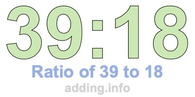 Ratio of 39 to 18 Ratio of 39 to 18