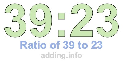 Ratio of 39 to 23 Ratio of 39 to 23