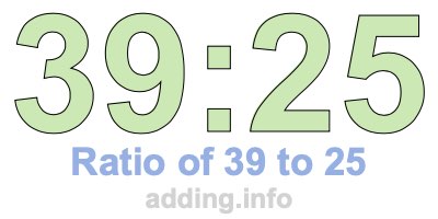 Ratio of 39 to 25 Ratio of 39 to 25