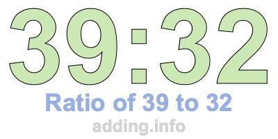 Ratio of 39 to 32 Ratio of 39 to 32