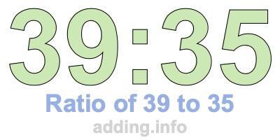 Ratio of 39 to 35 Ratio of 39 to 35
