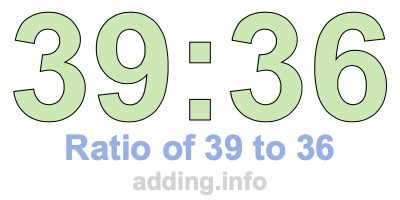 Ratio of 39 to 36 Ratio of 39 to 36